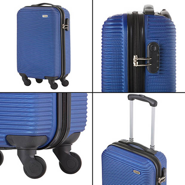 TravelZ Horizon Handbagagekoffer - 54cm Handbagage met cijferslot - Blauw