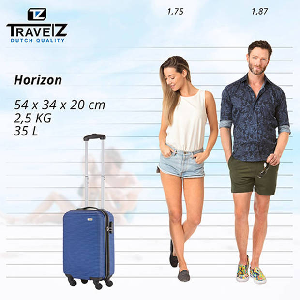 TravelZ Horizon Handbagagekoffer - 54cm Handbagage met cijferslot - Blauw