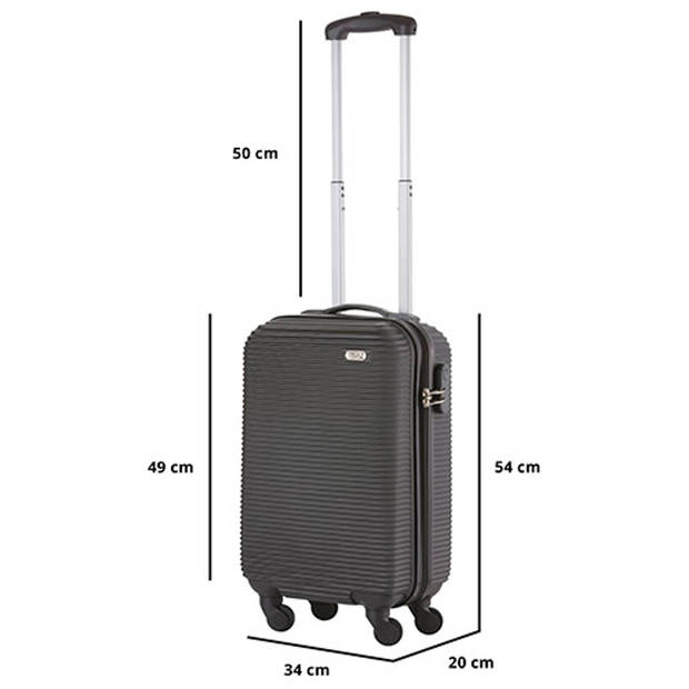 TravelZ Horizon Handbagagekoffer - 54cm Handbagage met cijferslot - Zwart