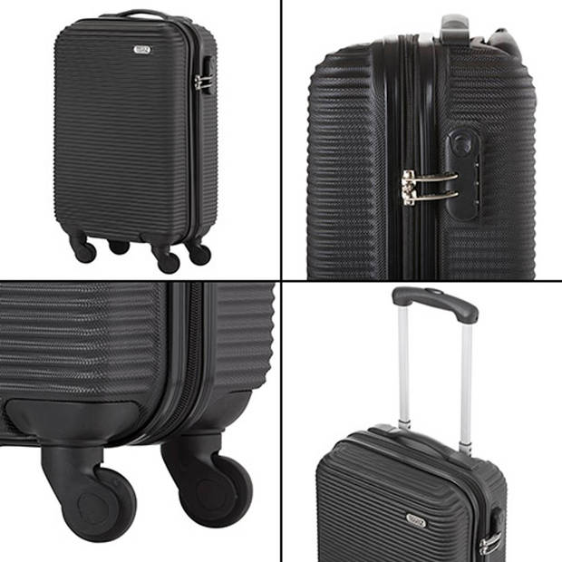 TravelZ Horizon Handbagagekoffer - 54cm Handbagage met cijferslot - Zwart