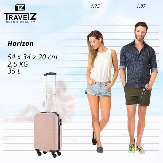 TravelZ Horizon Handbagagekoffer - 54cm Handbagage met cijferslot - Champagne