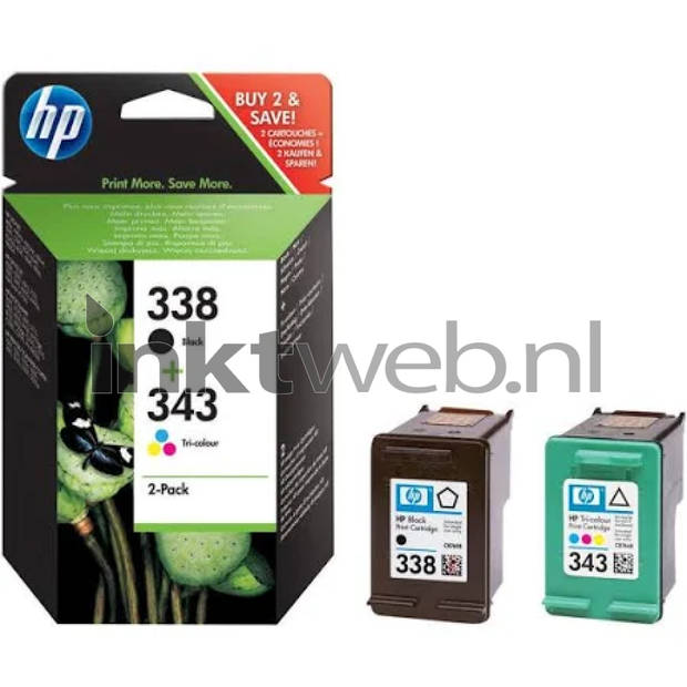 HP 338/343 zwart en kleur cartridge