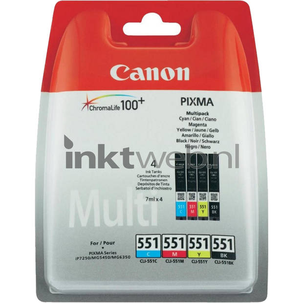 Canon CLI-551 4-Pack zwart en kleur cartridge