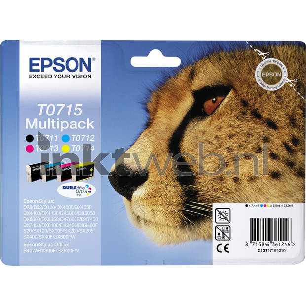 Epson T0715 multipack zwart en kleur cartridge
