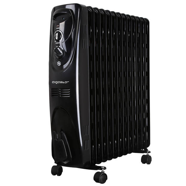 Aigostar Black Forest 33JIF – Oliegevulde radiator, 2500 watt, 13 ribben - Zwart