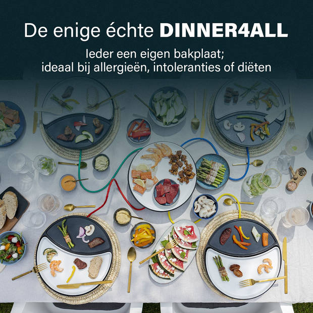 Princess Dinner4All 103080 Gourmetstel - Grill & Bakplaat - 2 meter snoer - 4 personen - Uitbreiding mogelijk