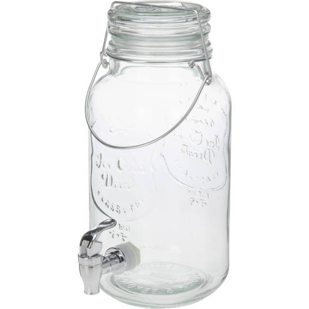 Glazen drank dispenser 4 liter met hengsel - Glazen limonade dispenser 4 liter met hengsel