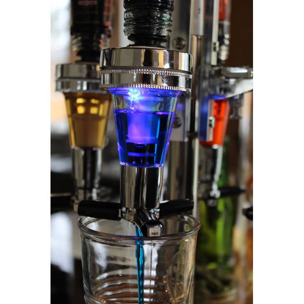 United Entertainment® Bar Butler Carrousel 4 met LED lampjes - Flessenhouder voor 4 flessen, Draaibare Cocktail
