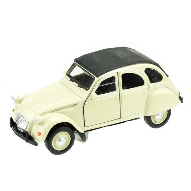 Deux chevaux Citroen 2CV modelauto creme/wit - Speelgoed auto's