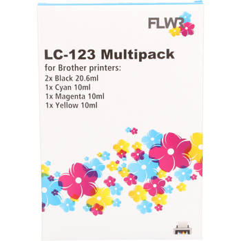 FLWR Brother LC-123 Multipack zwart en kleur cartridge