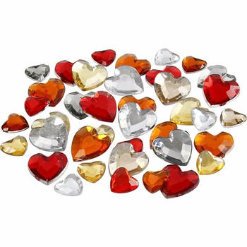 Hobby materiaal hartvormige glitter steentjes rood mix - Hobbydecoratieobject
