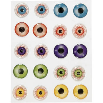 Gekleurde 3D ogen/oogjes stickervel - Stickers
