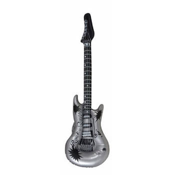 Opblaasbare speelgoed/feestartikel gitaar zilver 106 cm - Opblaasfiguren