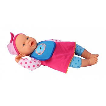 Falca babypop 8-delig meisje blauw/roze 45 cm