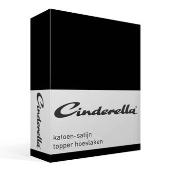 Cinderella katoen-satijn topper hoeslaken - 100% katoen-satijn - 2-persoons (140x200 cm) - Black