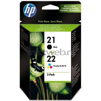 HP 21 en 22 zwart en kleur cartridge