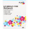 FLWR Brother LC-980 / LC-1100 Multipack zwart en kleur cartridge