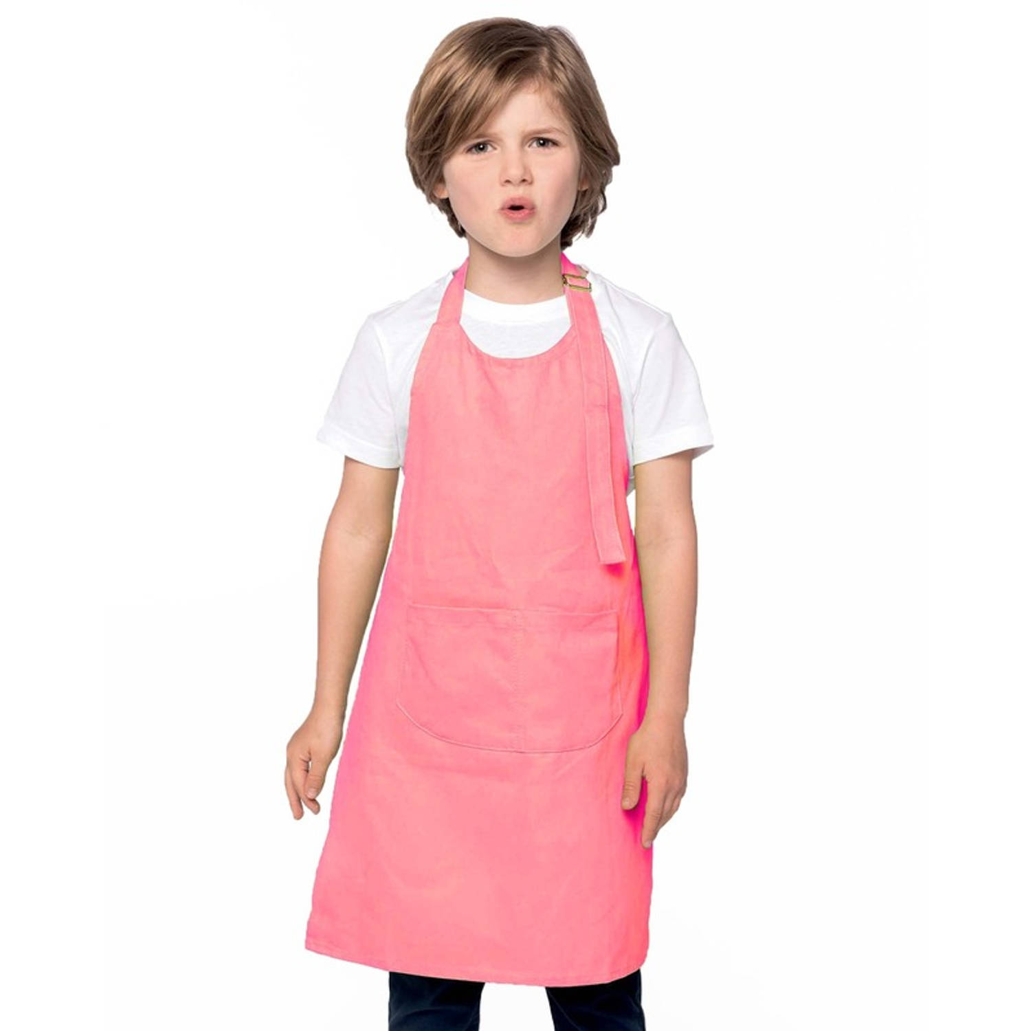 Basic schort kind roze keukenschort- kliederschort- kookschort- knutselschort- kinderschort
