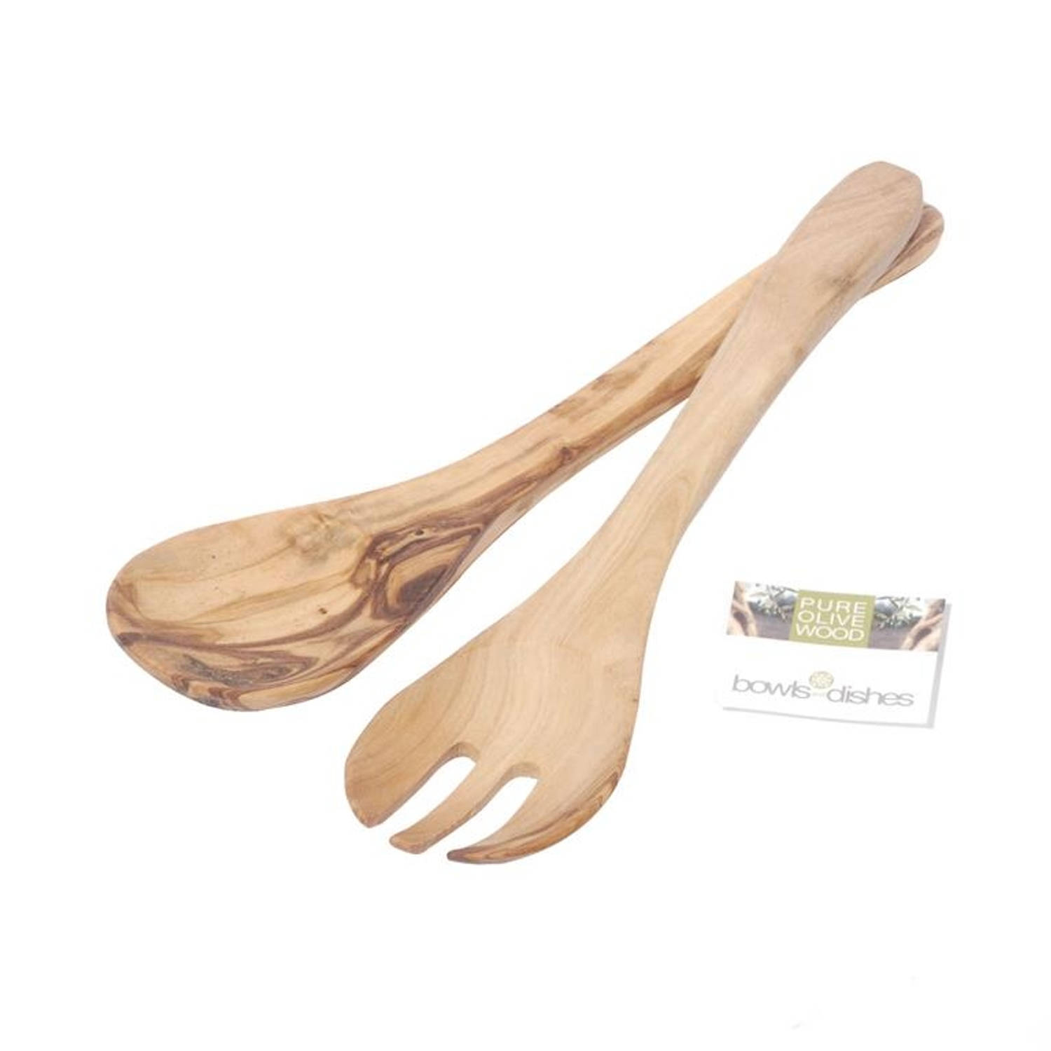 Bowls and Dishes Pure Olive Wood Saladebestek 3-tand