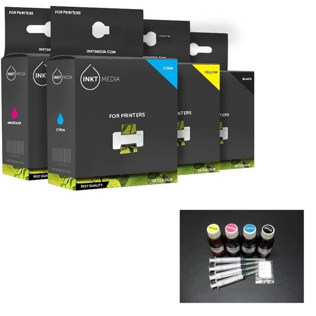Inktmedia® -Navulinkt - Alternatief voor de Epson set 4x 100ml Navul inkt refill inkt