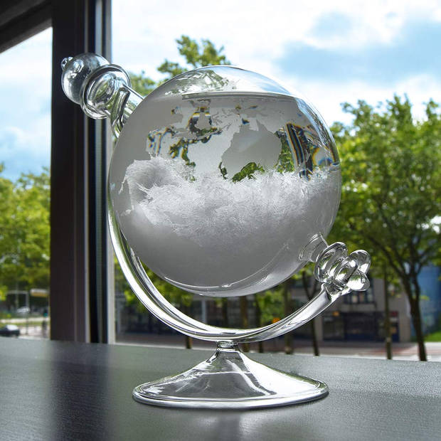 Storm Globe - Weervoorspeller - Wereldbol - ?20cm - Stijlvol Design - Stormglas - Groen/Zwart