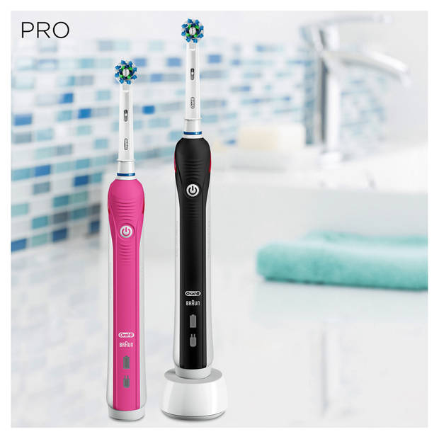 Oral-B elektrische tandenborstel Pro 2 2950N Duo zwart en roze - 2 poetsstanden