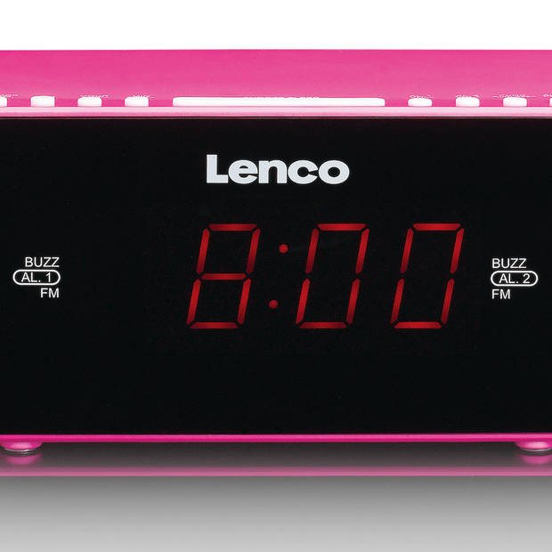 Stereo FM Wekkerradio met 0,9" LED display Lenco Roze