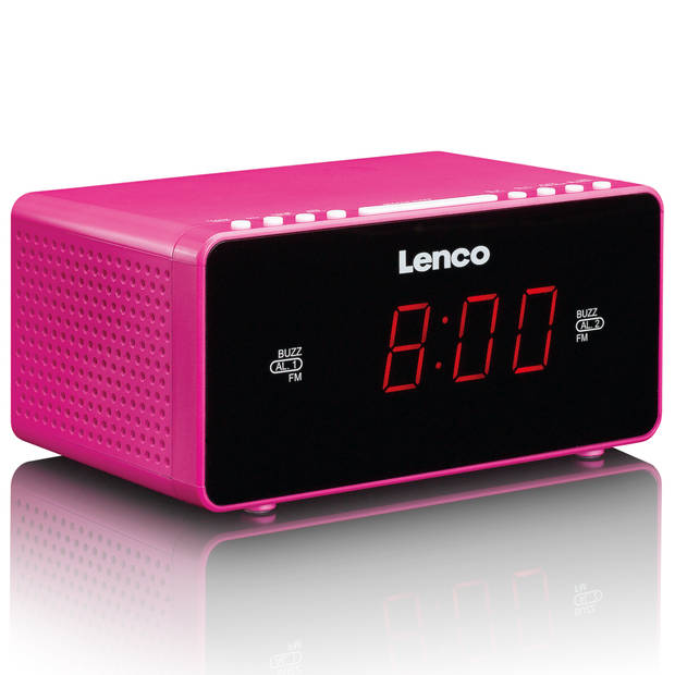 Stereo FM Wekkerradio met 0,9" LED display Lenco Roze