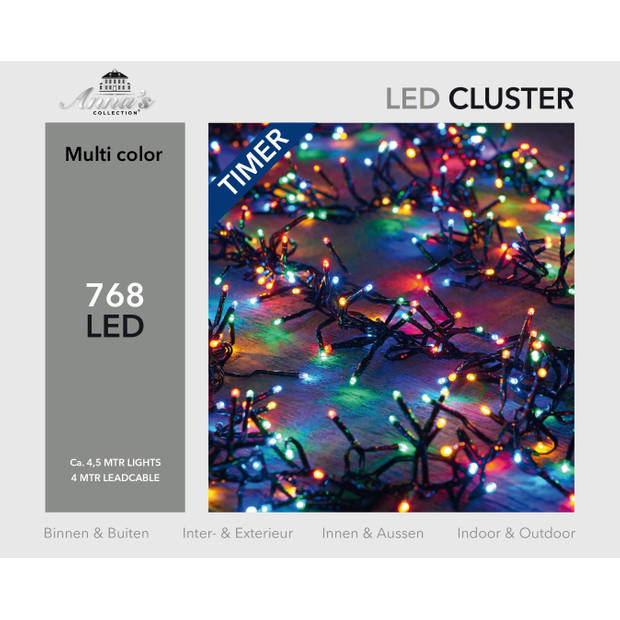 Cluster lights 768 lampjes 4,5m LED multi 4m aanloopsnoer zwart bibui Transformator Cluster lights CoenBakker