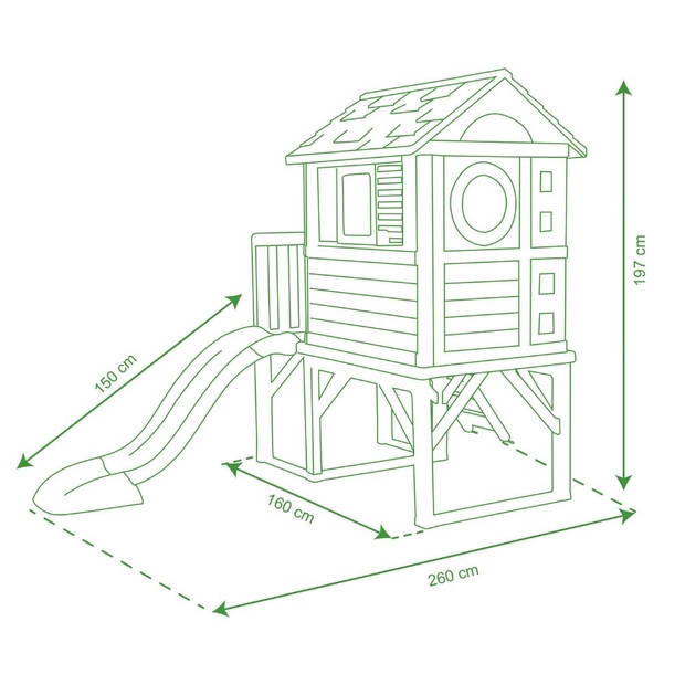 Smoby speelhuis op palen junior 260 x 160 cm wit/groen/rood