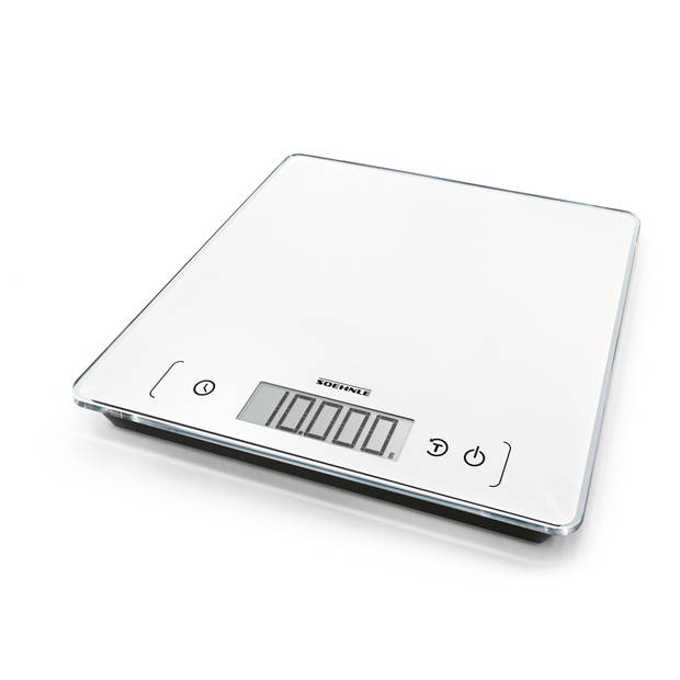 Soehnle keukenweegschaal Page Comfort 400 - extra groot weegvlak - 1 gr nauwkeurig - digitaal - tot 10 kg - wit