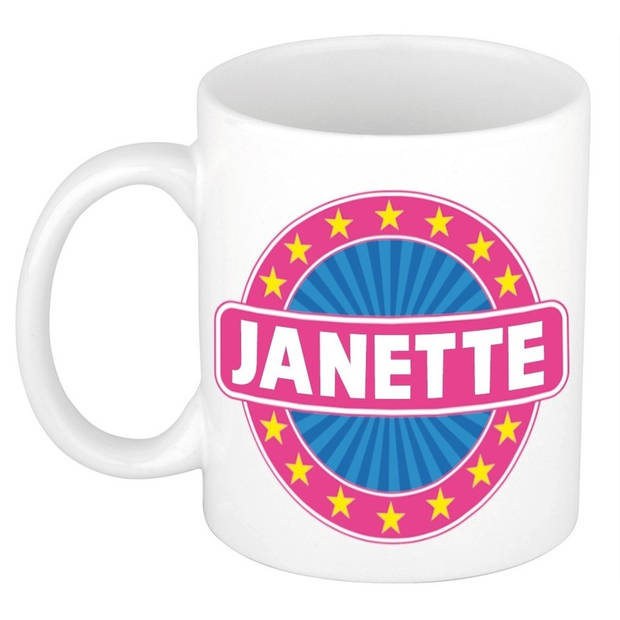 Voornaam Janette koffie/thee mok of beker - Naam mokken