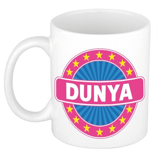 Voornaam Dunya koffie/thee mok of beker - Naam mokken