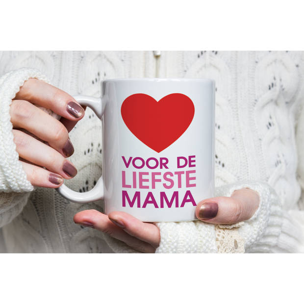 Voor de liefste mama cadeau mok / beker voor Moederdag 300 ml - feest mokken