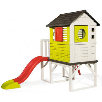 Smoby speelhuis op palen junior 260 x 160 cm wit/groen/rood