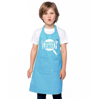Keukenschort Master chef blauw jongens en meisjes - Feestschorten