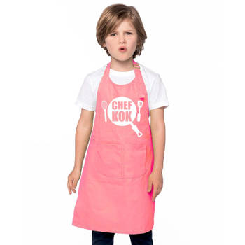 Keukenschort Chef kok roze jongens en meisjes - Feestschorten