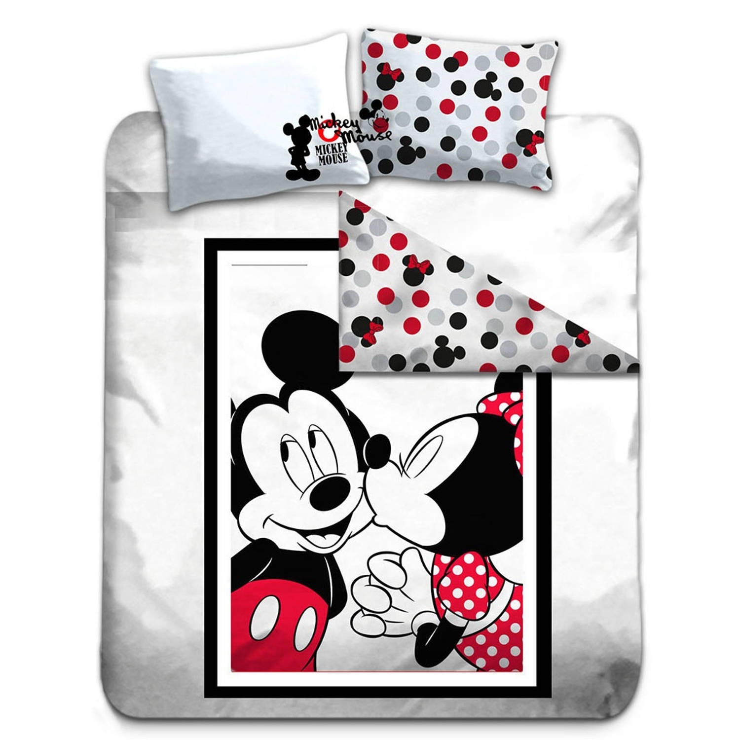 Disney Dekbedovertrek Mickey en Minnie 200 x 200 cm wit