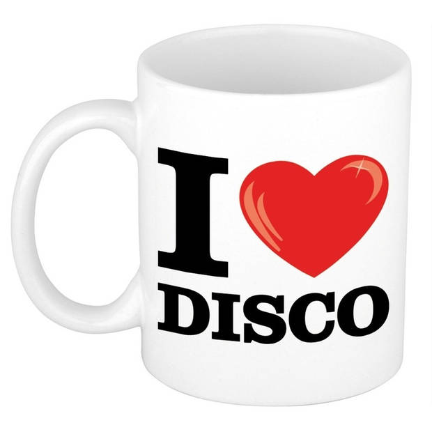 Cadeau I Love Disco muziek koffiemok / beker 300 ml - feest mokken