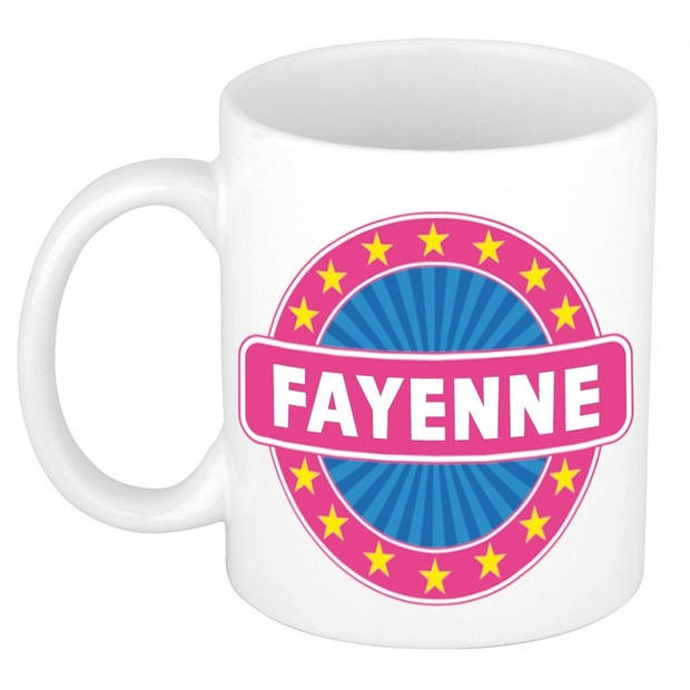 Voornaam Fayenne koffie/thee mok of beker - Naam mokken