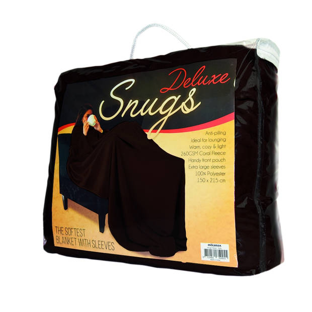 Snuggie Original - Deluxe - Bruin - XL - Fleece Deken - Met Mouwen - Anti-Pluis - 215x150 cm - Plaid - Bruin
