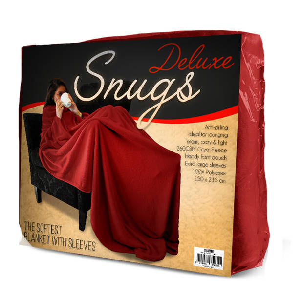 Snuggie Original - Deluxe - Rood - XL - Fleece Deken - Met Mouwen - Anti-Pluis - 215x150 cm - Plaid - Rood