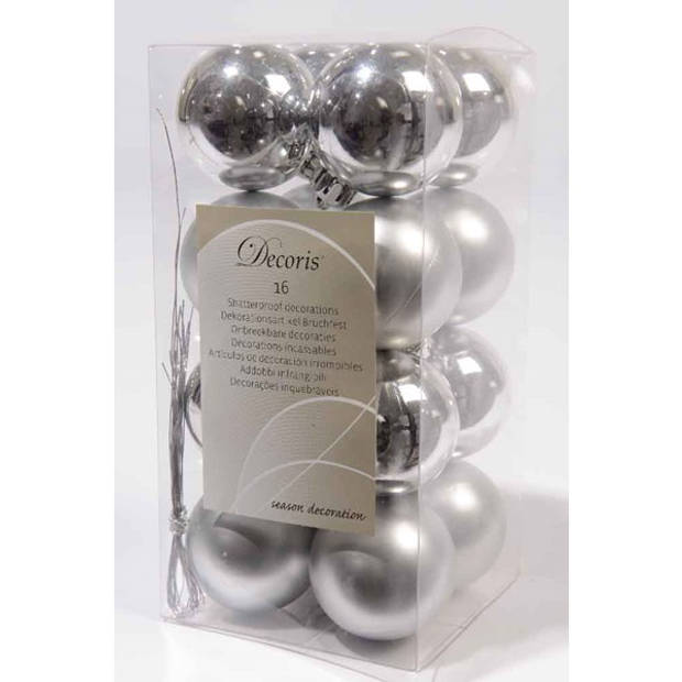 Kerstballen zilver 40mm 16 stuks Kerstartikelen