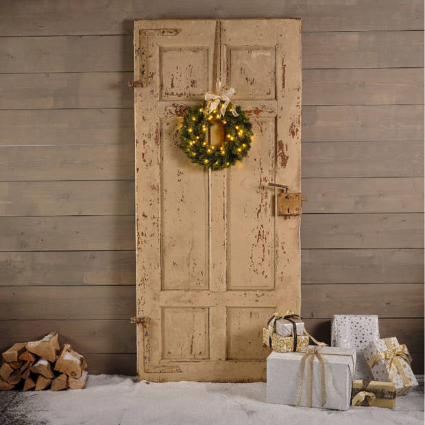 Kerst deurkrans met kerstverlichting 40 cm - Kerstkransen