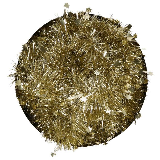 1x Kerst lametta guirlandes goud sterren/glinsterend 270 cm kerstboom versiering/decoratie - Kerstslingers