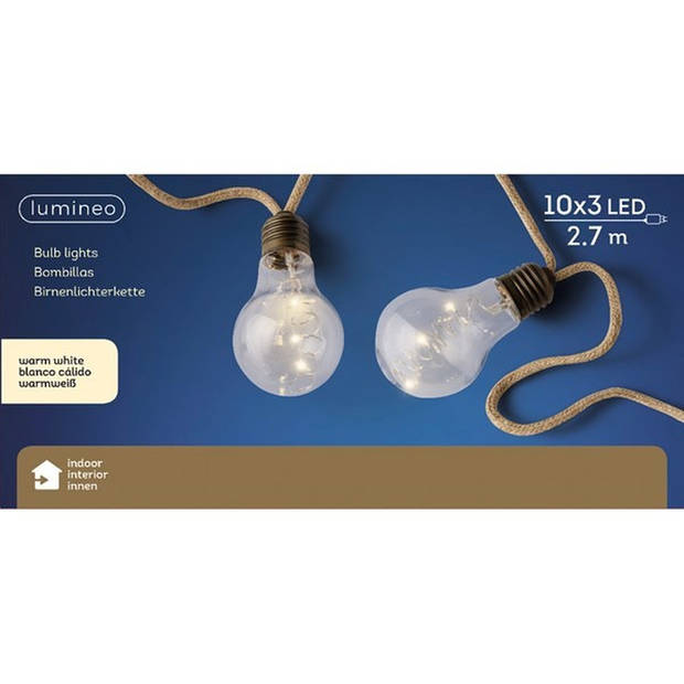 Kerstverlichting LED peerlampen met decoratieve fitting 270 cm - Lichtsnoeren