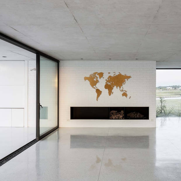 MiMi Innovations wanddecoratie wereldkaart 180 x 108 cm blank hout
