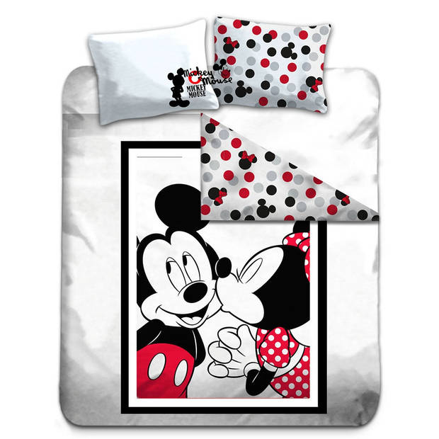 Disney Dekbedovertrek Mickey en Minnie 200 x 200 cm wit