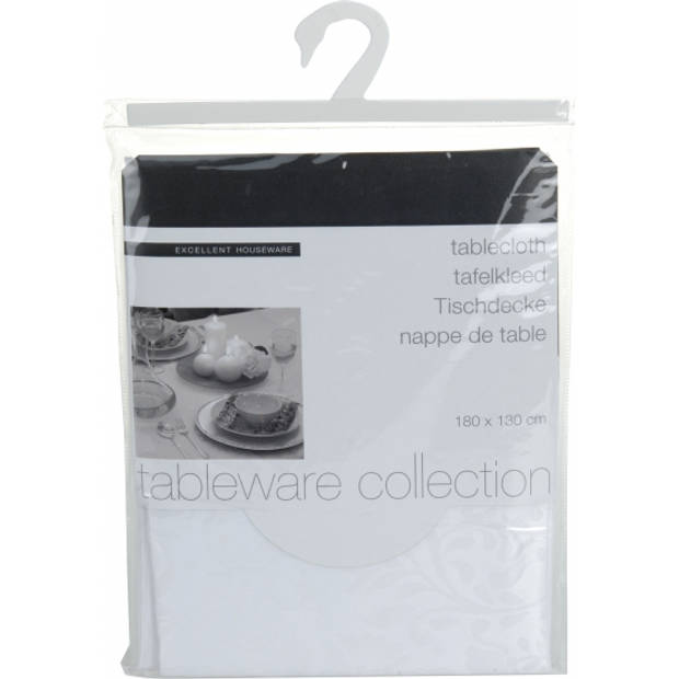 Excellent Houseware - Tafelkleed wit parelmoer polyester 180 x 130 cm - Tafellakens