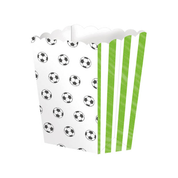 Amscan Popcorn/snoep bakjes - 15x - voetbal thema - 6 x 13 x 4 cm - Wegwerpbakjes